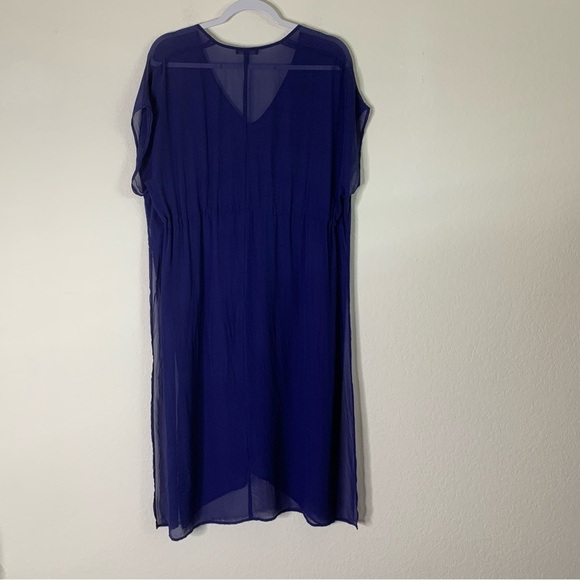 Eileen Fisher Womens Blue 100% silk sheer georgette SS dress S - Picture 8 of 8